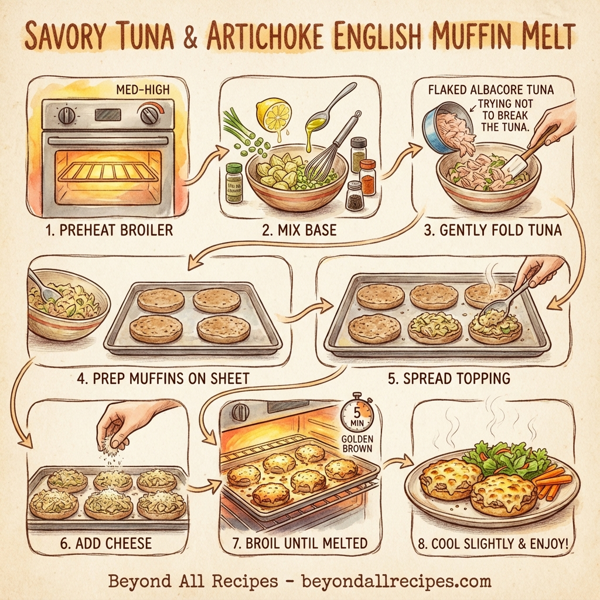 Savory Tuna and Artichoke English Muffin Melt instructions