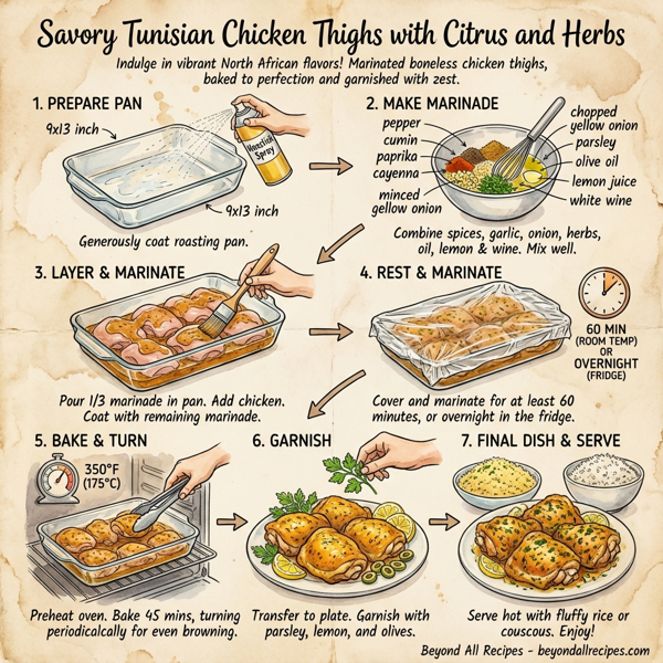 Savory Tunisian Chicken Thighs with Citrus and Herbs instructions