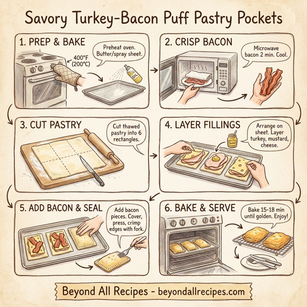 Savory Turkey-Bacon Puff Pastry Pockets instructions