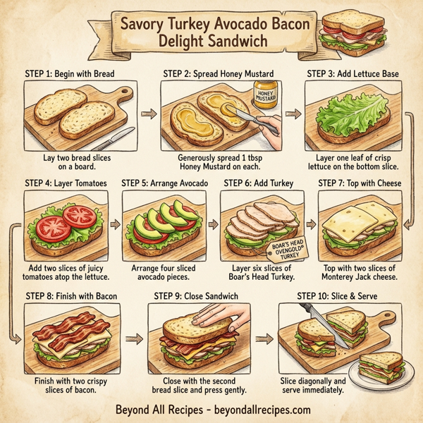 Savory Turkey Avocado Bacon Delight Sandwich instructions