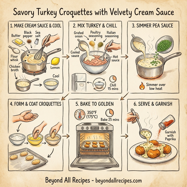 Savory Turkey Croquettes with Velvety Cream Sauce instructions