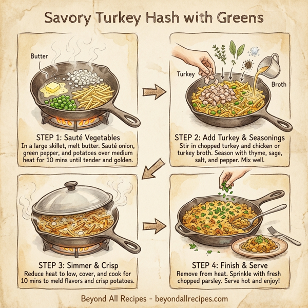 Savory Turkey Hash with Greens instructions