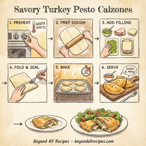 Savory Turkey Pesto Calzones instructions