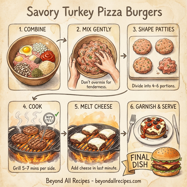 Savory Turkey Pizza Burgers instructions