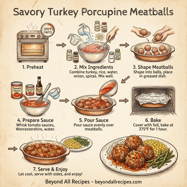 Savory Turkey Porcupine Meatballs instructions