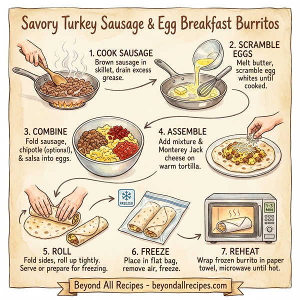 Savory Turkey Sausage & Egg Breakfast Burritos instructions