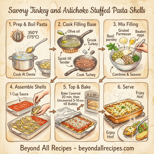 Savory Turkey and Artichoke Stuffed Pasta Shells instructions
