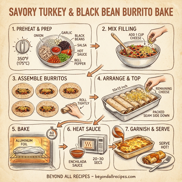Savory Turkey and Black Bean Burrito Bake instructions
