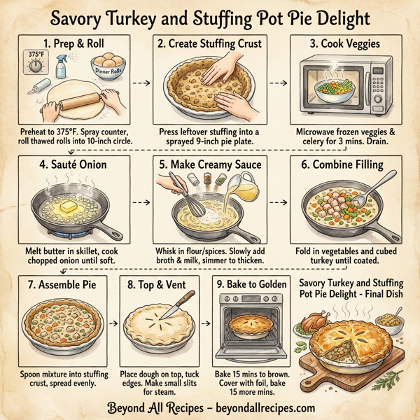 Savory Turkey and Stuffing Pot Pie Delight instructions