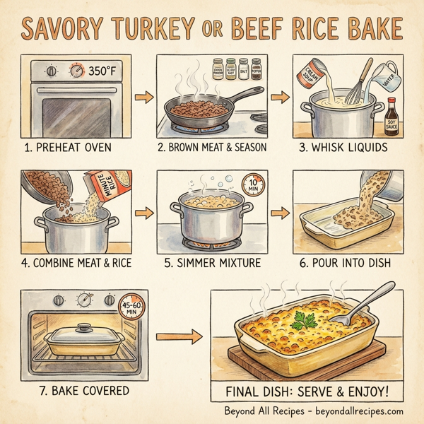 Savory Turkey or Beef Rice Bake instructions