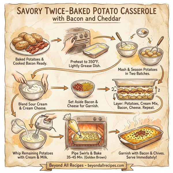Savory Twice-Baked Potato Casserole with Bacon and Cheddar instructions