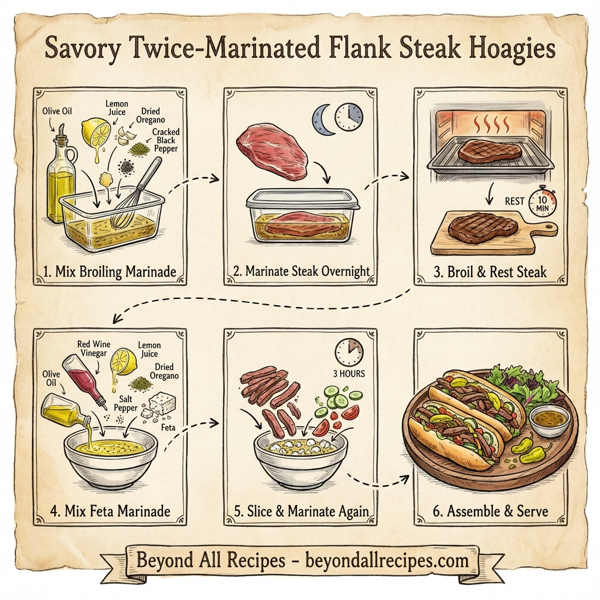 Savory Twice-Marinated Flank Steak Hoagies instructions