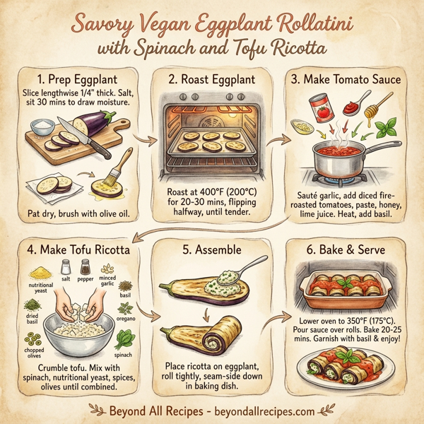 Savory Vegan Eggplant Rollatini with Spinach and Tofu Ricotta instructions