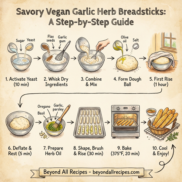 Savory Vegan Garlic Herb Breadsticks instructions