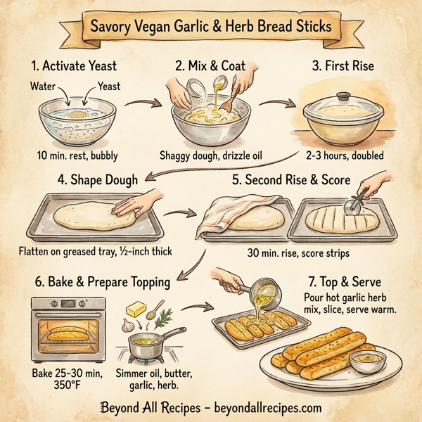 Savory Vegan Garlic & Herb Bread Sticks instructions