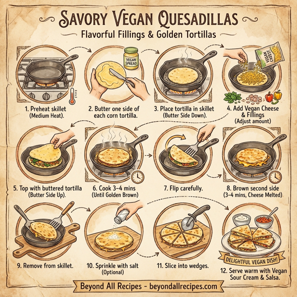 Savory Vegan Quesadillas with Flavorful Fillings instructions