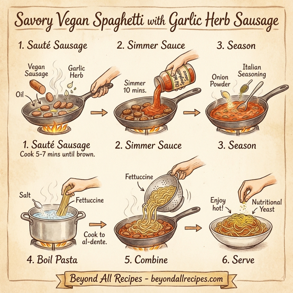 Savory Vegan Spaghetti with Garlic Herb Sausage instructions