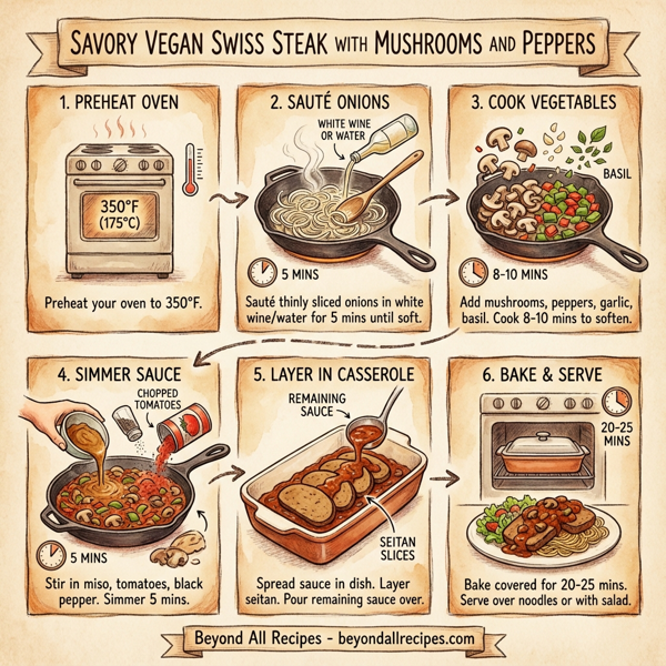 Savory Vegan Swiss Steak with Mushrooms and Peppers instructions