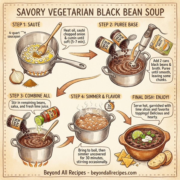 Savory Vegetarian Black Bean Soup instructions
