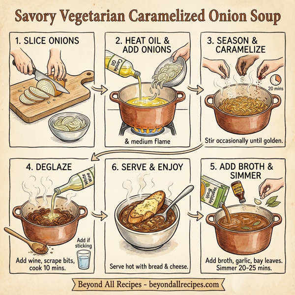 Savory Vegetarian Caramelized Onion Soup instructions