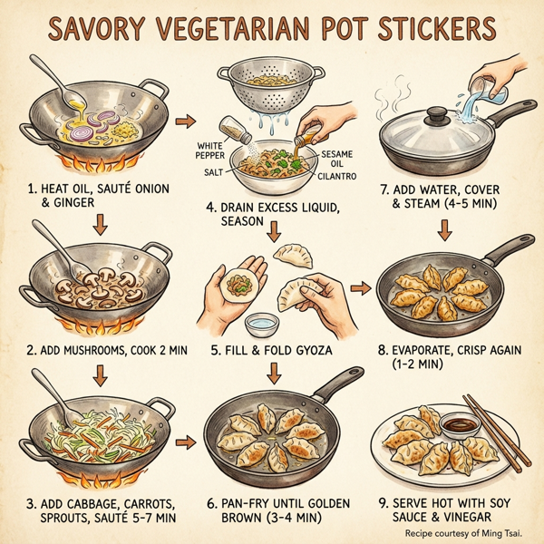 Savory Vegetarian Pot Stickers instructions