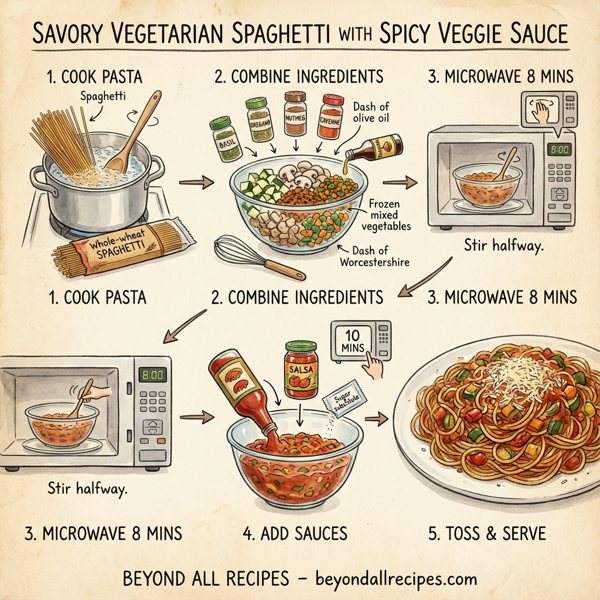 Savory Vegetarian Spaghetti with Spicy Veggie Sauce instructions