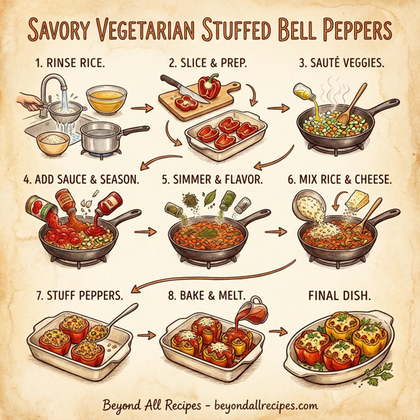 Savory Vegetarian Stuffed Bell Peppers instructions