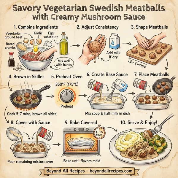 Savory Vegetarian Swedish Meatballs with Creamy Mushroom Sauce instructions