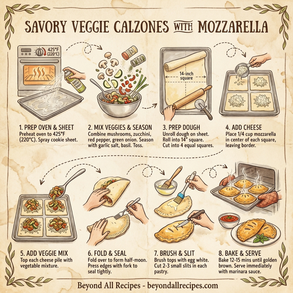 Savory Veggie Calzones with Mozzarella instructions