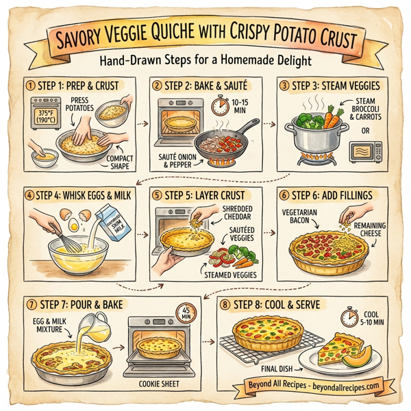 Savory Veggie Quiche with Crispy Potato Crust instructions