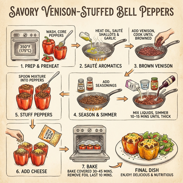 Savory Venison-Stuffed Bell Peppers instructions