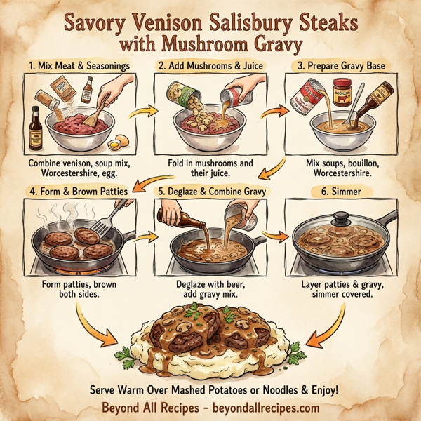 Savory Venison Salisbury Steaks with Mushroom Gravy instructions