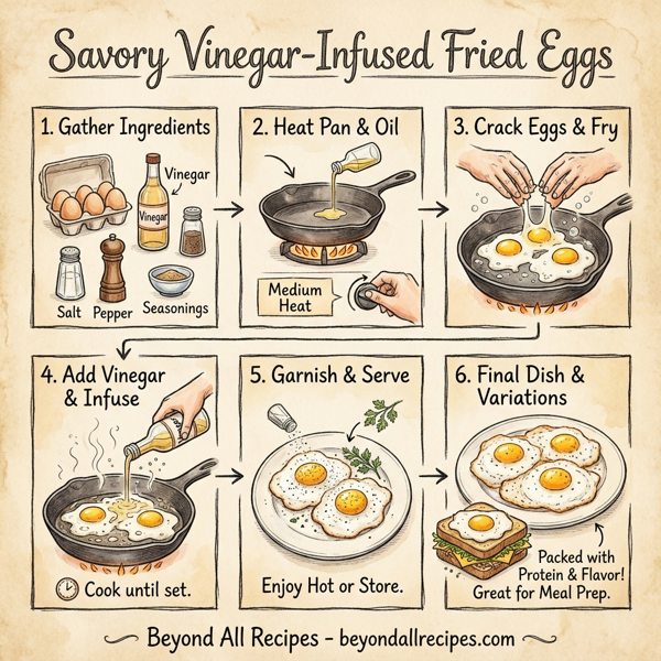 Savory Vinegar-Infused Fried Eggs instructions