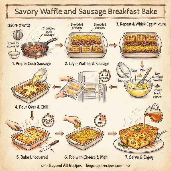 Savory Waffle and Sausage Breakfast Bake instructions