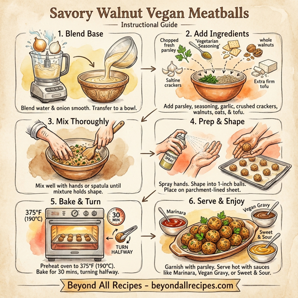Savory Walnut Vegan Meatballs instructions