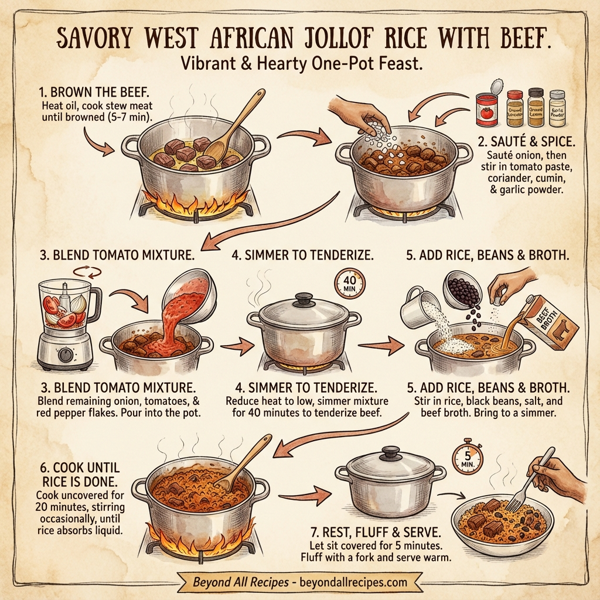 Savory West African Jollof Rice with Beef instructions