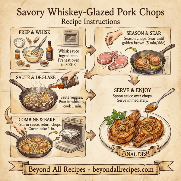 Savory Whiskey-Glazed Pork Chops instructions