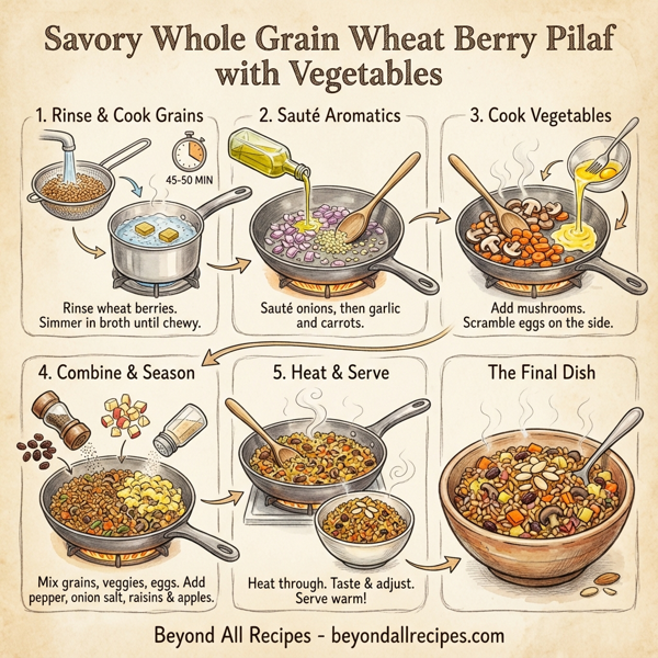 Savory Whole Grain Wheat Berry Pilaf with Vegetables instructions