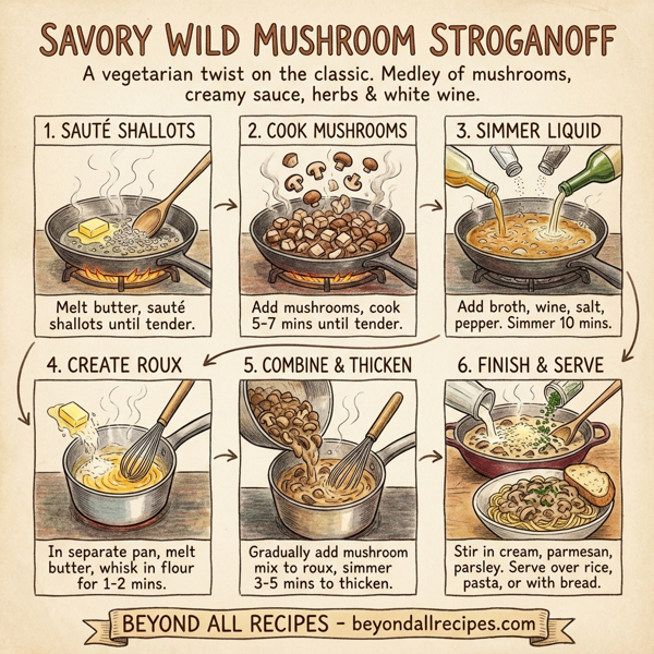 Savory Wild Mushroom Stroganoff instructions