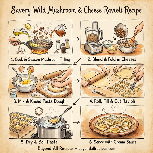 Savory Wild Mushroom & Cheese Ravioli instructions