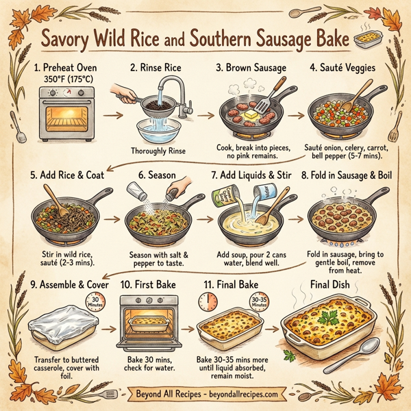 Savory Wild Rice and Southern Sausage Bake instructions