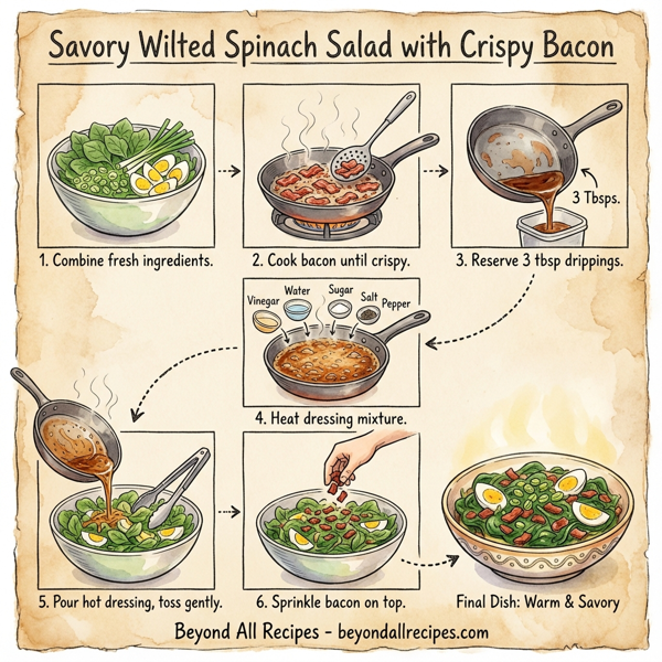Savory Wilted Spinach Salad with Crispy Bacon instructions