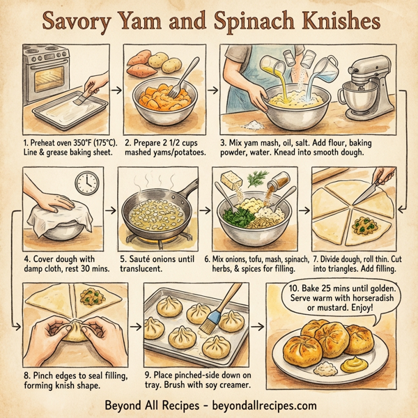 Savory Yam and Spinach Knishes instructions