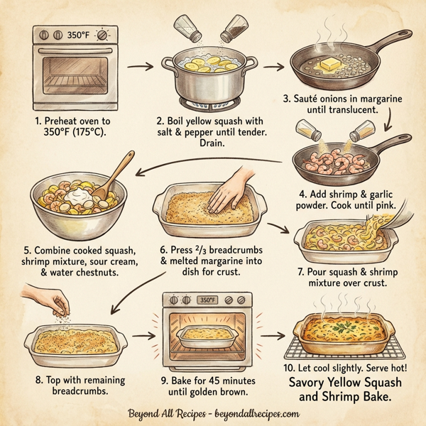 Savory Yellow Squash and Shrimp Bake instructions