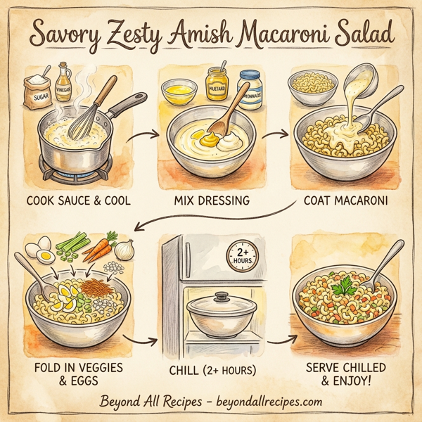 Savory Zesty Amish Macaroni Salad instructions