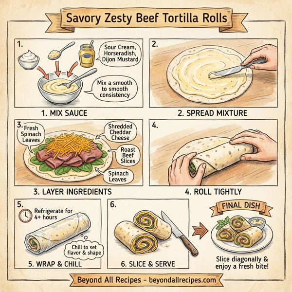 Savory Zesty Beef Tortilla Rolls instructions