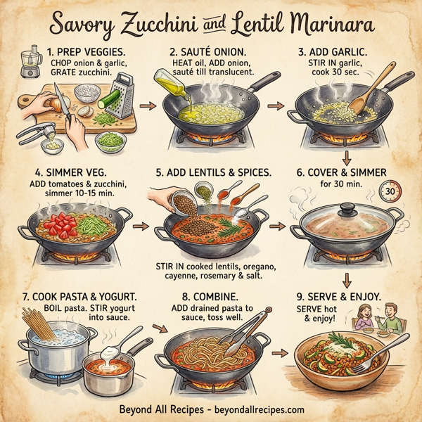 Savory Zucchini and Lentil Marinara instructions