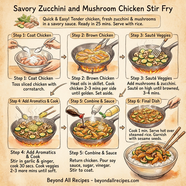 Savory Zucchini and Mushroom Chicken Stir Fry instructions