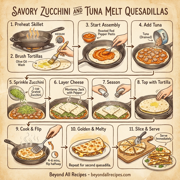Savory Zucchini and Tuna Melt Quesadillas instructions