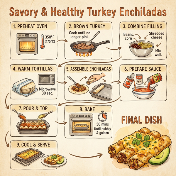 Savory and Healthy Turkey Enchiladas instructions